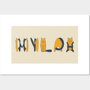 Mylah | Girl Name | Cat Lover | Cat Illustration Posters and Art